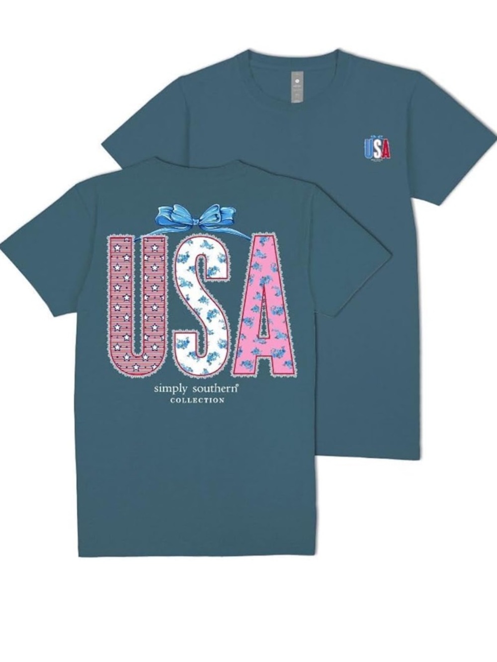 Simply Southern Navy Tee with Patriotic USA Graphic